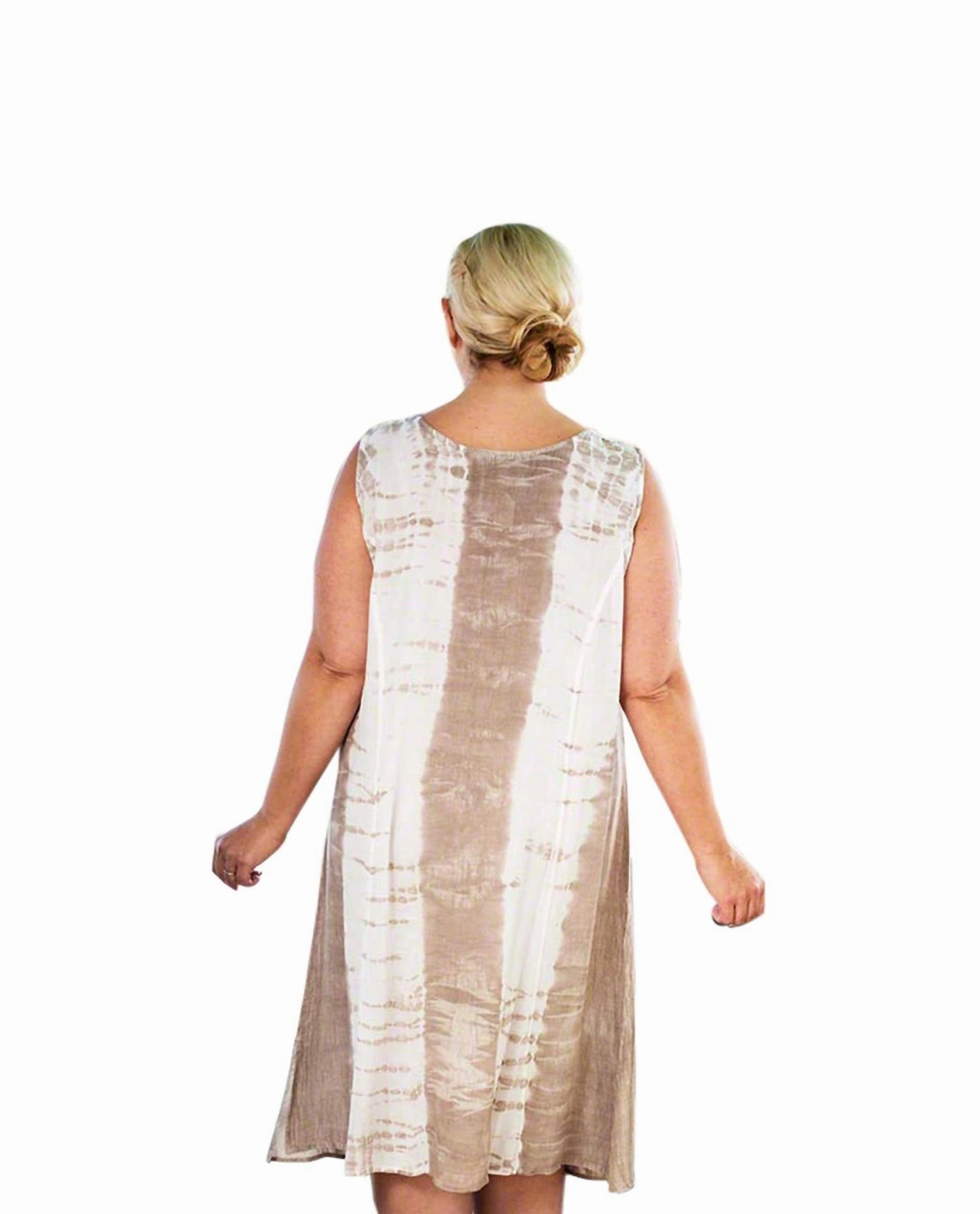 Sunniva Print Sleeveless Sundress - Plus Size In Champagne
