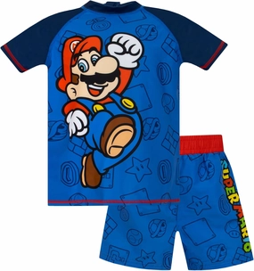Super Mario Swimsuit for Boys | Gaming Boys Rashguard Swim Set | Boys Bathing Suit Set