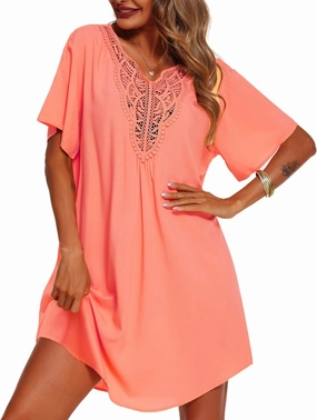 Supnier Womens Bathing Suit Cover Ups Lace Crochet V Neck Summer Beach Swimsuit Coverup Dress