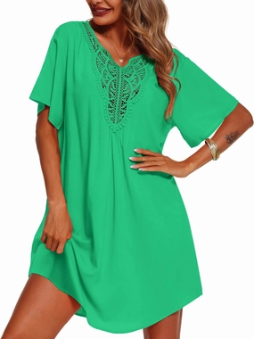 Supnier Womens Bathing Suit Cover Ups Lace Crochet V Neck Summer Beach Swimsuit Coverup Dress
