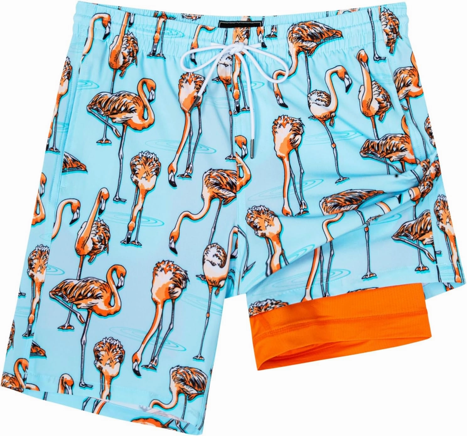 SURF CUZ 9" Mens Swim Trunks with Compression Liner Bathing Suits 2 in 1 Stretch Zipper Pockets Quick Dry