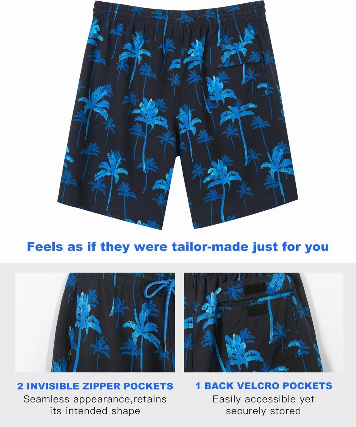 SURF CUZ 9" Mens Swim Trunks with Compression Liner Bathing Suits 2 in 1 Stretch Zipper Pockets Quick Dry