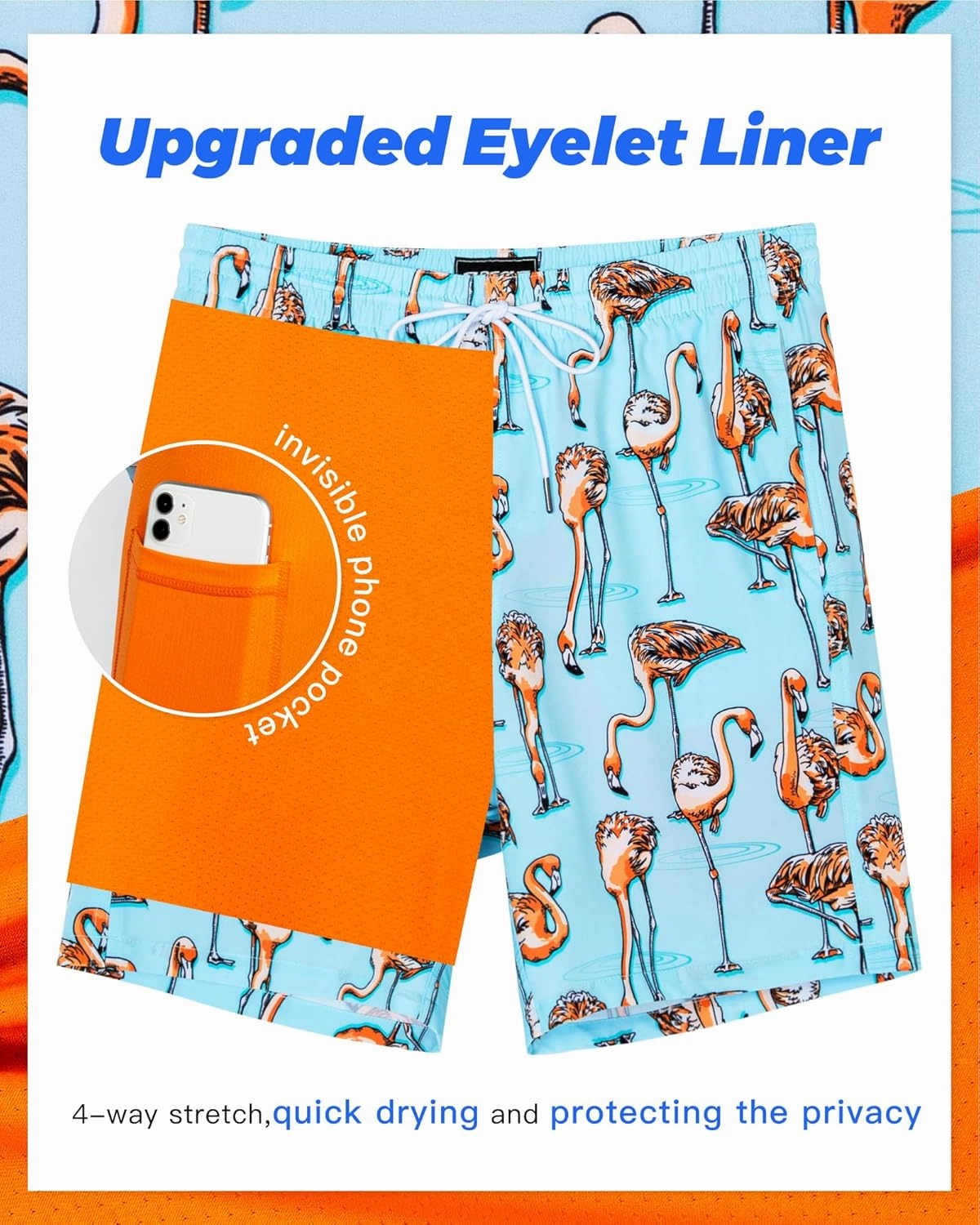 SURF CUZ 9" Mens Swim Trunks with Compression Liner Bathing Suits 2 in 1 Stretch Zipper Pockets Quick Dry