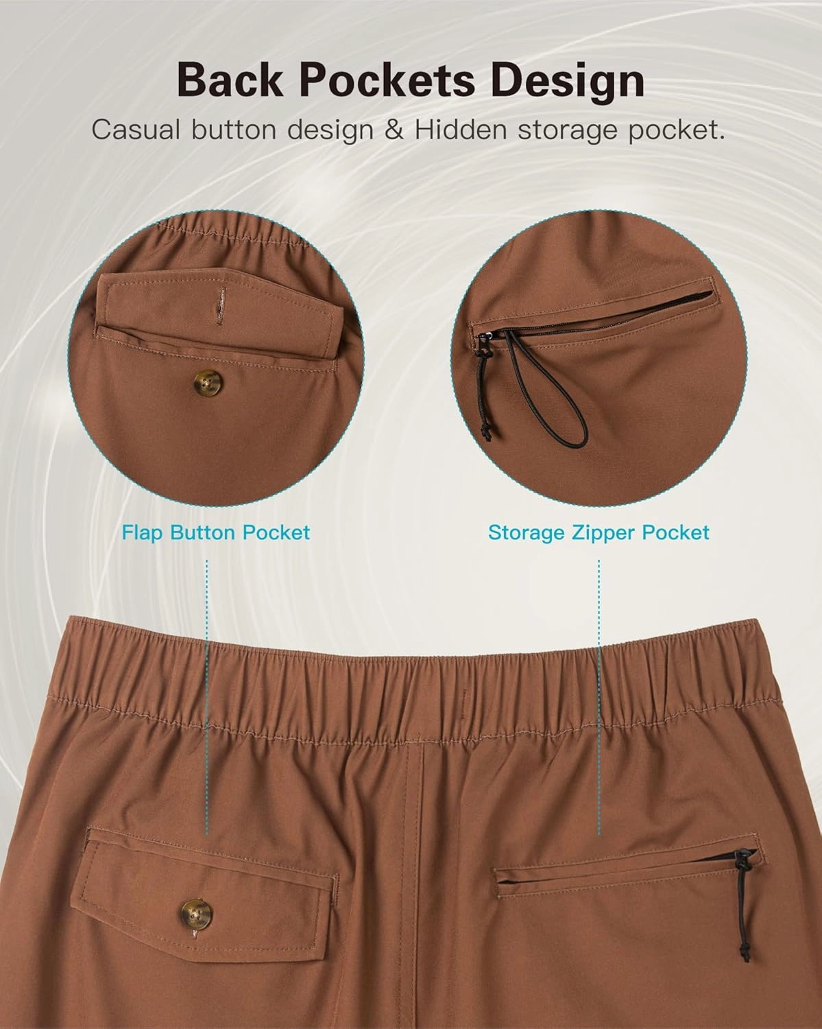 SURF CUZ Mens 5 Inch Shorts Casual Workout Shorts Classic Fit Multi-Pocket Golf Flat Front Shorts Quick Dry Hybrid Short