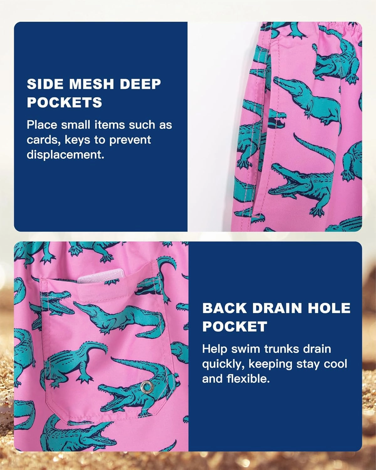 SURF CUZ Mens Swim Trunks 5 Inch Swim Shorts Quick Dry Bathing Suits for Men Beach Shorts Mesh Lining Swimming Trunks