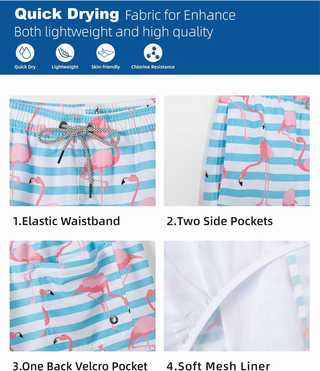 SURF CUZ Mens Swim Trunks 7" Swimming Trunks with Mesh Liner Quick Dry Swim Shorts for Men Swimwear Bathing Suits Pockets