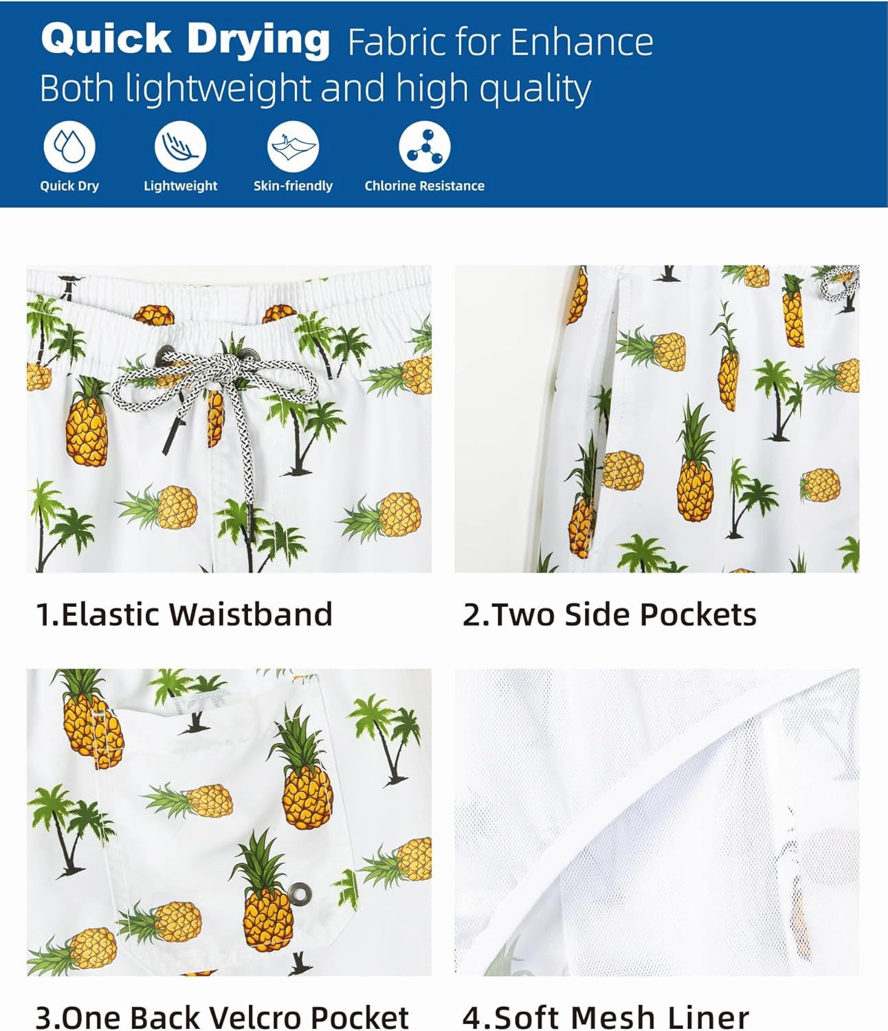 SURF CUZ Mens Swim Trunks 7" Swimming Trunks with Mesh Liner Quick Dry Swim Shorts for Men Swimwear Bathing Suits Pockets