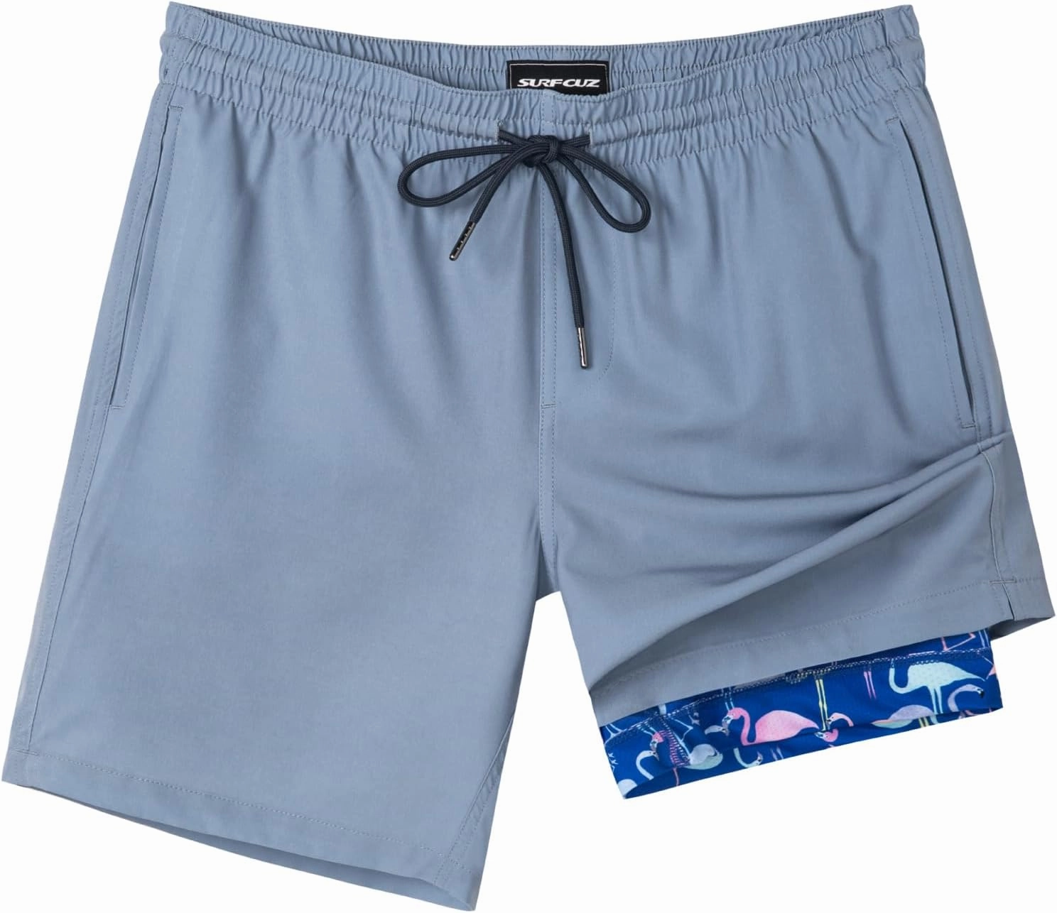 SURF CUZ Mens Swim Trunks with Compression Liner Quick Dry Swim Shorts 7" Swimming Trunks Stretch Bathing Suit 7 Inch