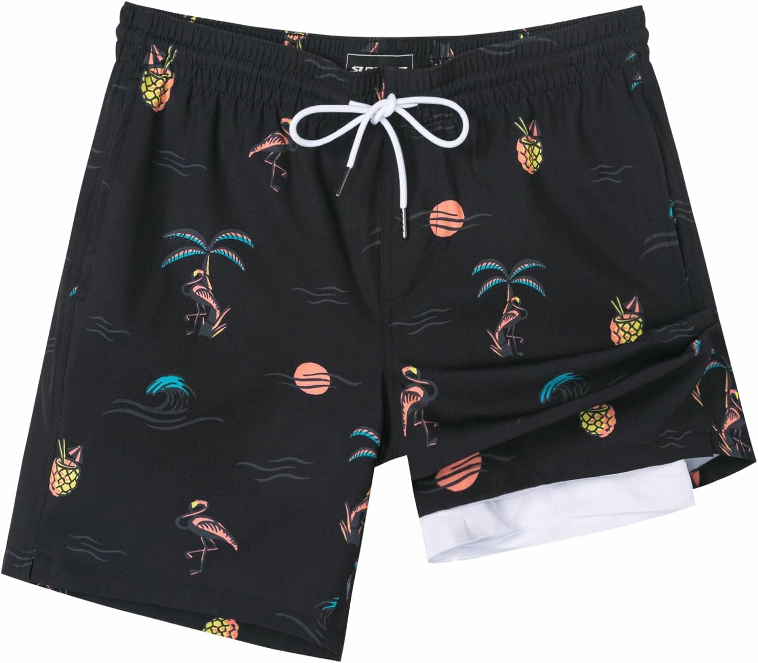 SURF CUZ Mens Swim Trunks with Compression Liner Quick Dry Swim Shorts 7" Swimming Trunks Stretch Bathing Suit 7 Inch