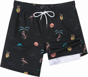 SURF CUZ Mens Swim Trunks with Compression Liner Quick Dry Swim Shorts 7" Swimming Trunks Stretch Bathing Suit 7 Inch
