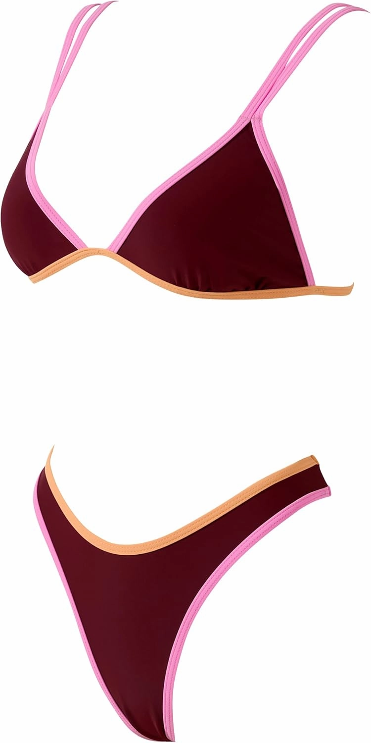 SUUKSESS Women Cheeky Thong String 2 Piece Bikini Sets Sexy High Waist Swimsuit
