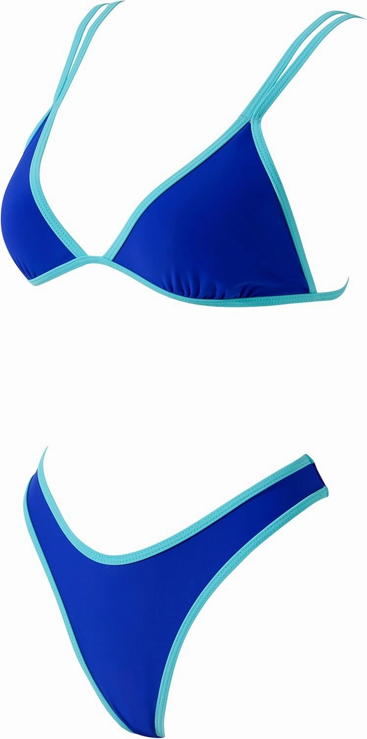 SUUKSESS Women Cheeky Thong String 2 Piece Bikini Sets Sexy High Waist Swimsuit