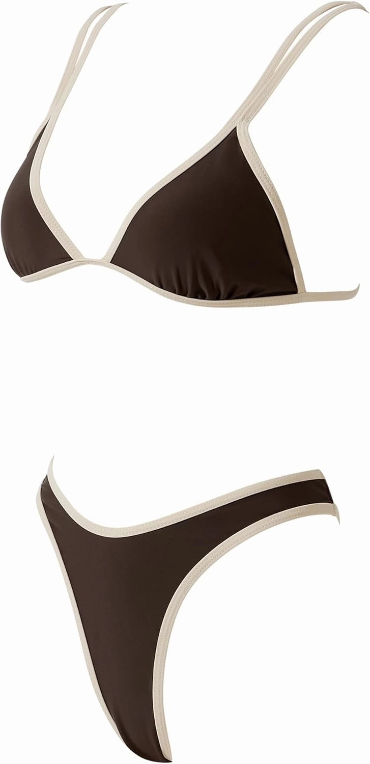 SUUKSESS Women Cheeky Thong String 2 Piece Bikini Sets Sexy High Waist Swimsuit