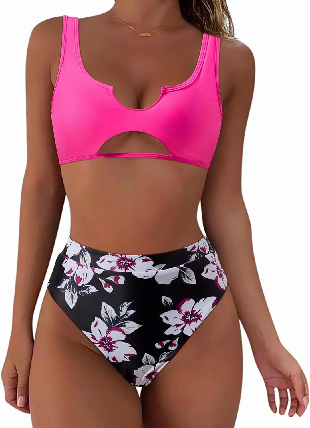 SUUKSESS Women Cutout Bikini Sets Push Up High Waisted Swimsuits 2 Piece