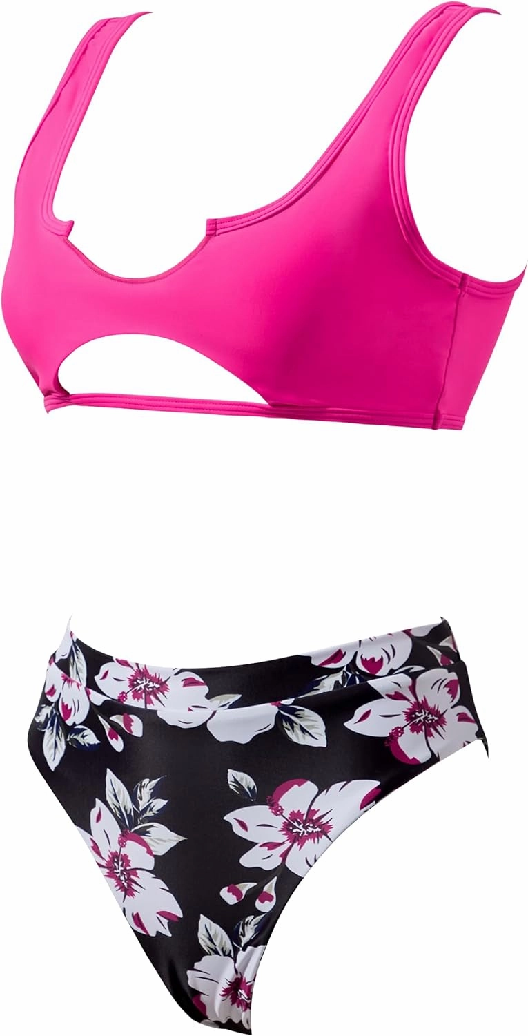 SUUKSESS Women Cutout Bikini Sets Push Up High Waisted Swimsuits 2 Piece