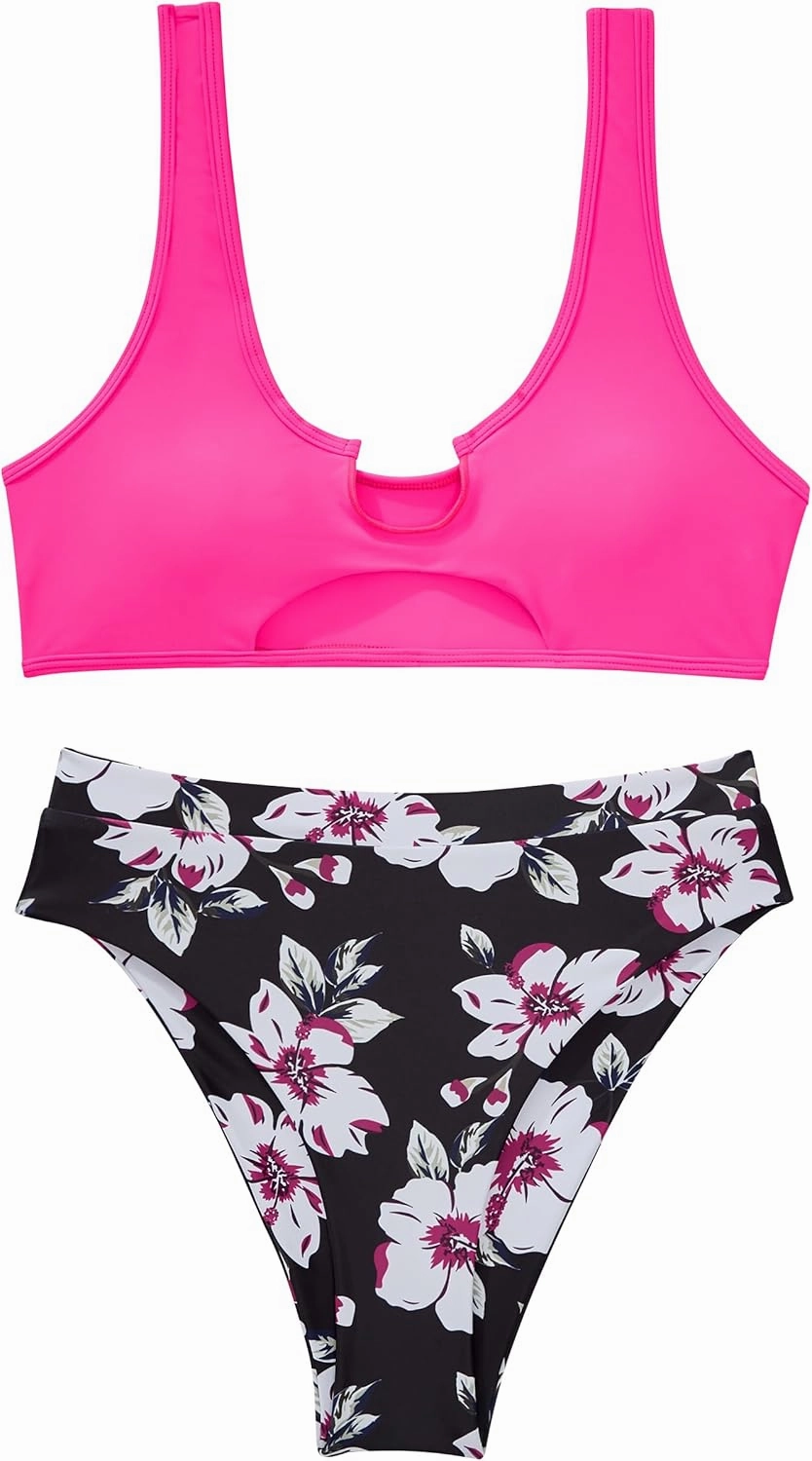 SUUKSESS Women Cutout Bikini Sets Push Up High Waisted Swimsuits 2 Piece