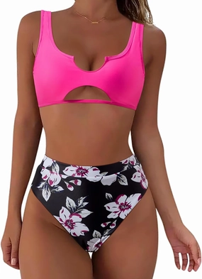 SUUKSESS Women Cutout Bikini Sets Push Up High Waisted Swimsuits 2 Piece