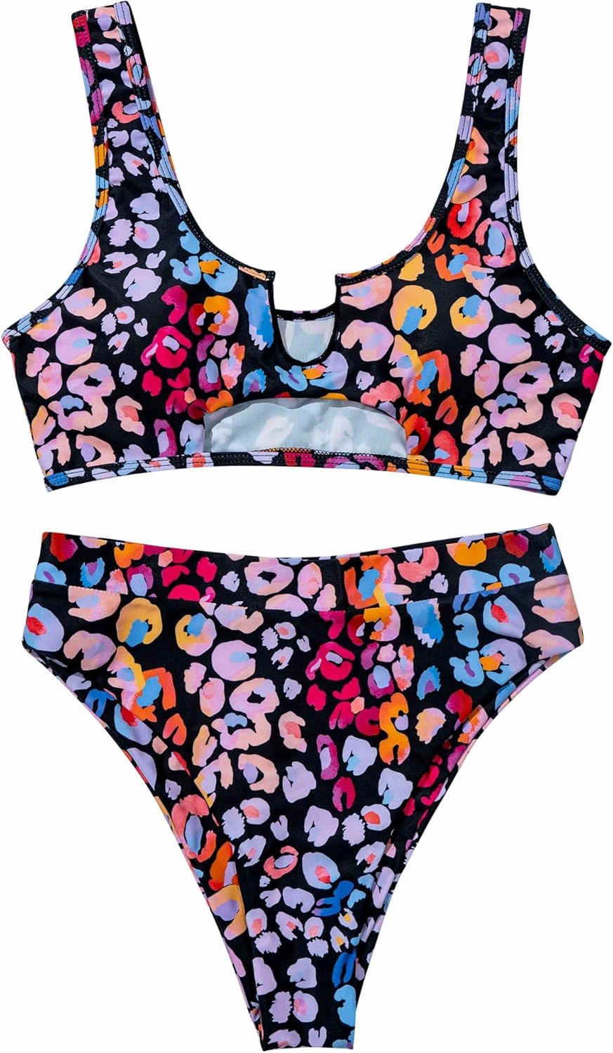 SUUKSESS Women Cutout Bikini Sets Push Up High Waisted Swimsuits 2 Piece