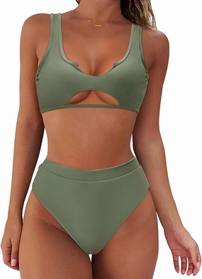 SUUKSESS Women Cutout Bikini Sets Push Up High Waisted Swimsuits 2 Piece