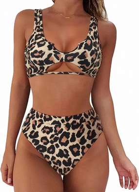 SUUKSESS Women Cutout Bikini Sets Push Up High Waisted Swimsuits 2 Piece