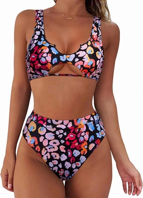 SUUKSESS Women Cutout Bikini Sets Push Up High Waisted Swimsuits 2 Piece