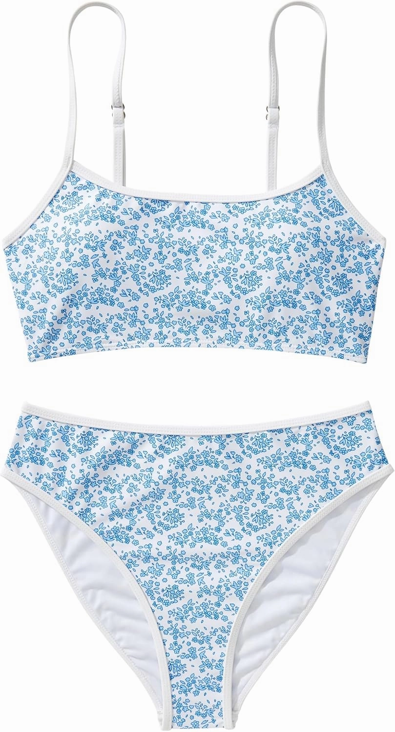 SUUKSESS Women High Waisted 2 Piece Bikini Set Cheeky High Cut Bandeau Swimsuit