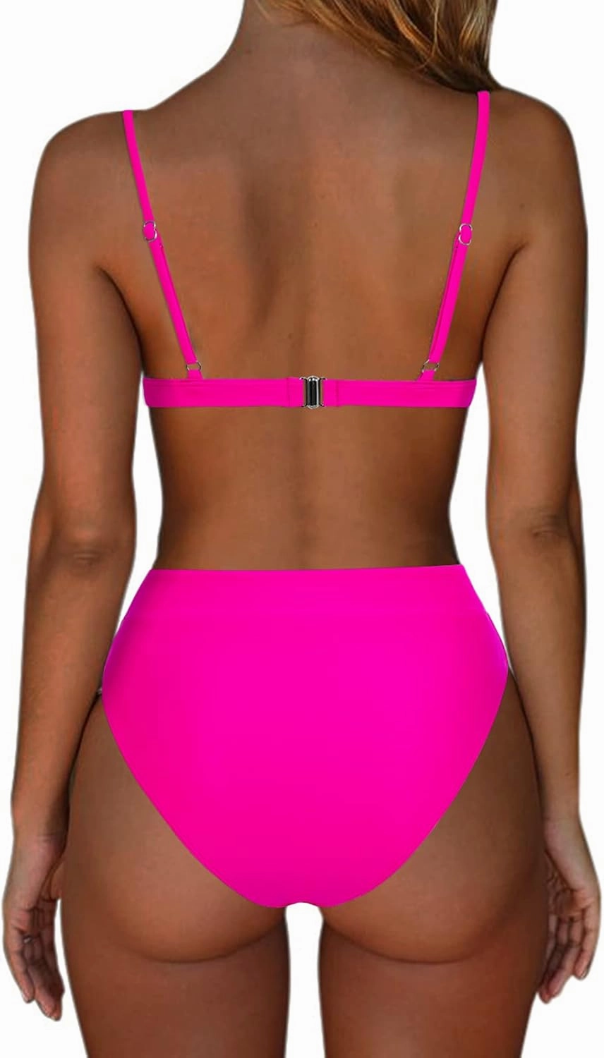 SUUKSESS Women High Waisted High Cut Bikini Set Sexy Triangle Two Piece Swimsuits