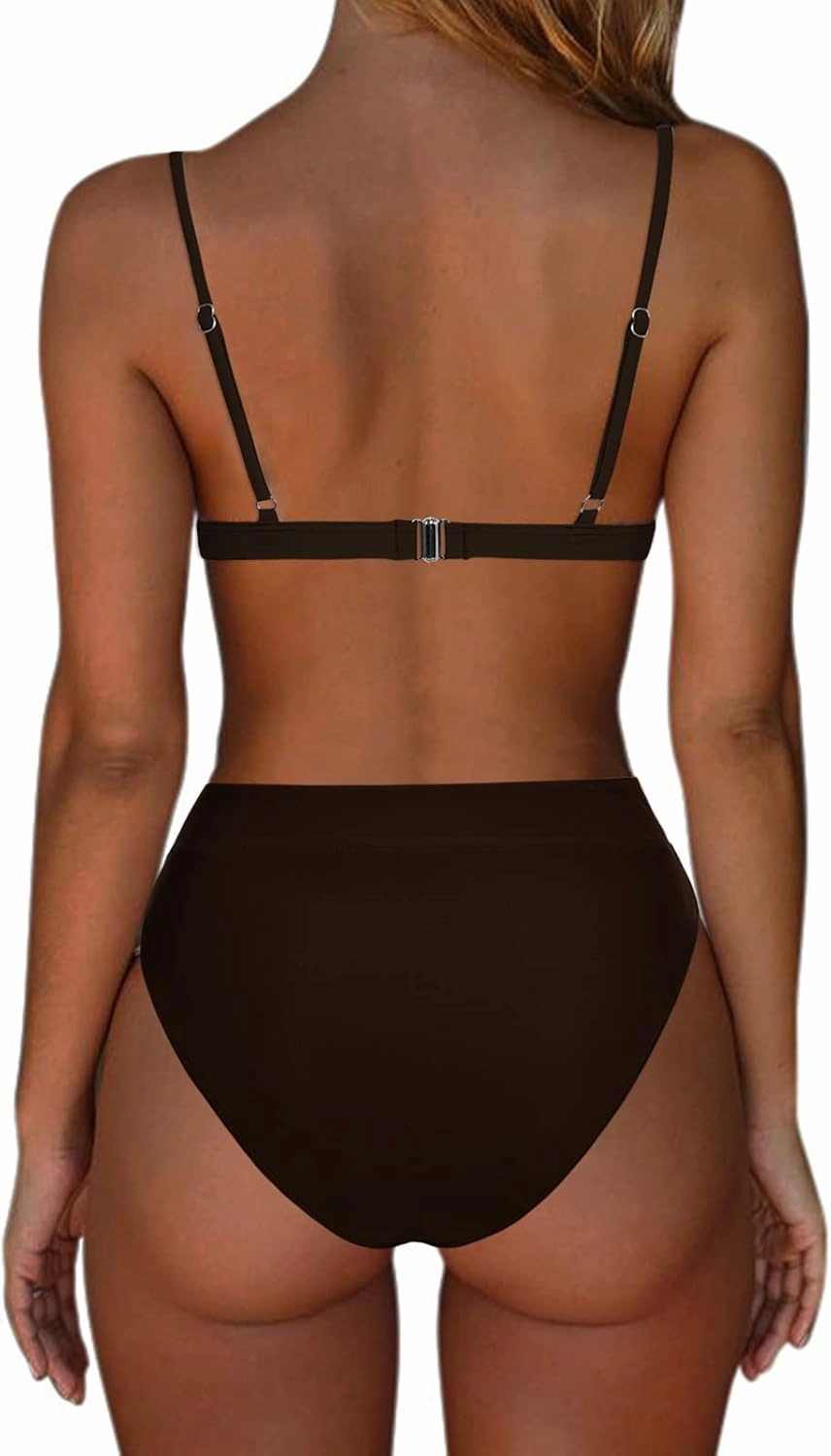 SUUKSESS Women High Waisted High Cut Bikini Set Sexy Triangle Two Piece Swimsuits