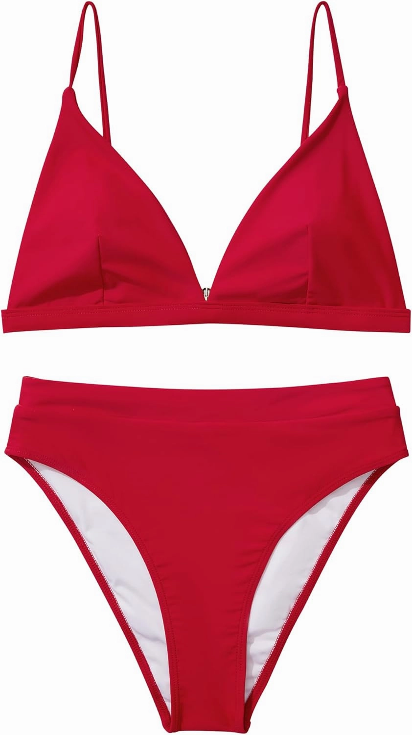 SUUKSESS Women High Waisted High Cut Bikini Set Sexy Triangle Two Piece Swimsuits
