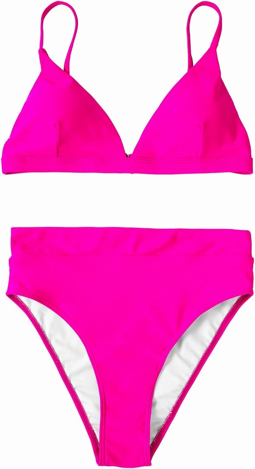 SUUKSESS Women High Waisted High Cut Bikini Set Sexy Triangle Two Piece Swimsuits