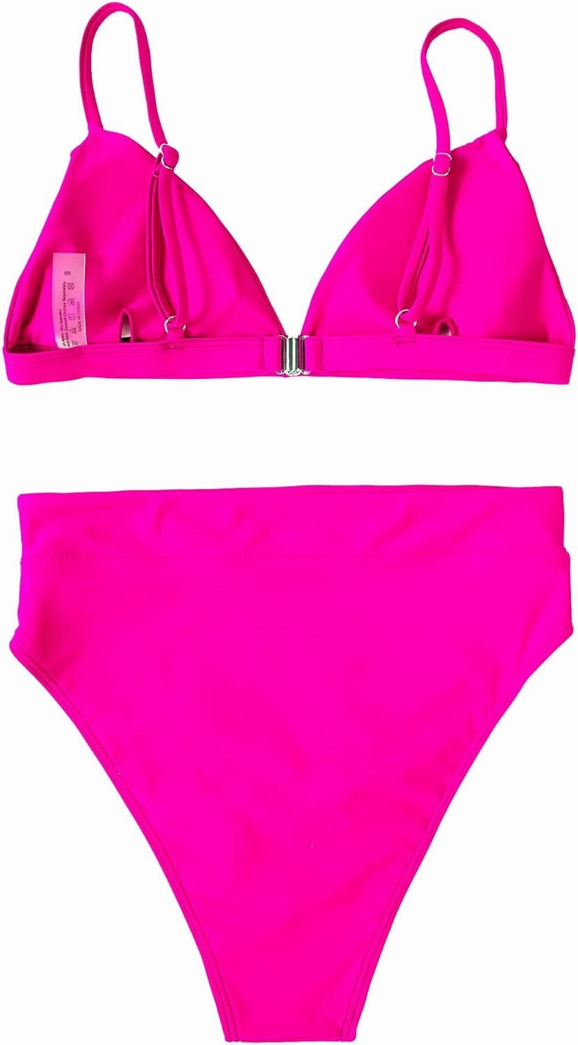 SUUKSESS Women High Waisted High Cut Bikini Set Sexy Triangle Two Piece Swimsuits
