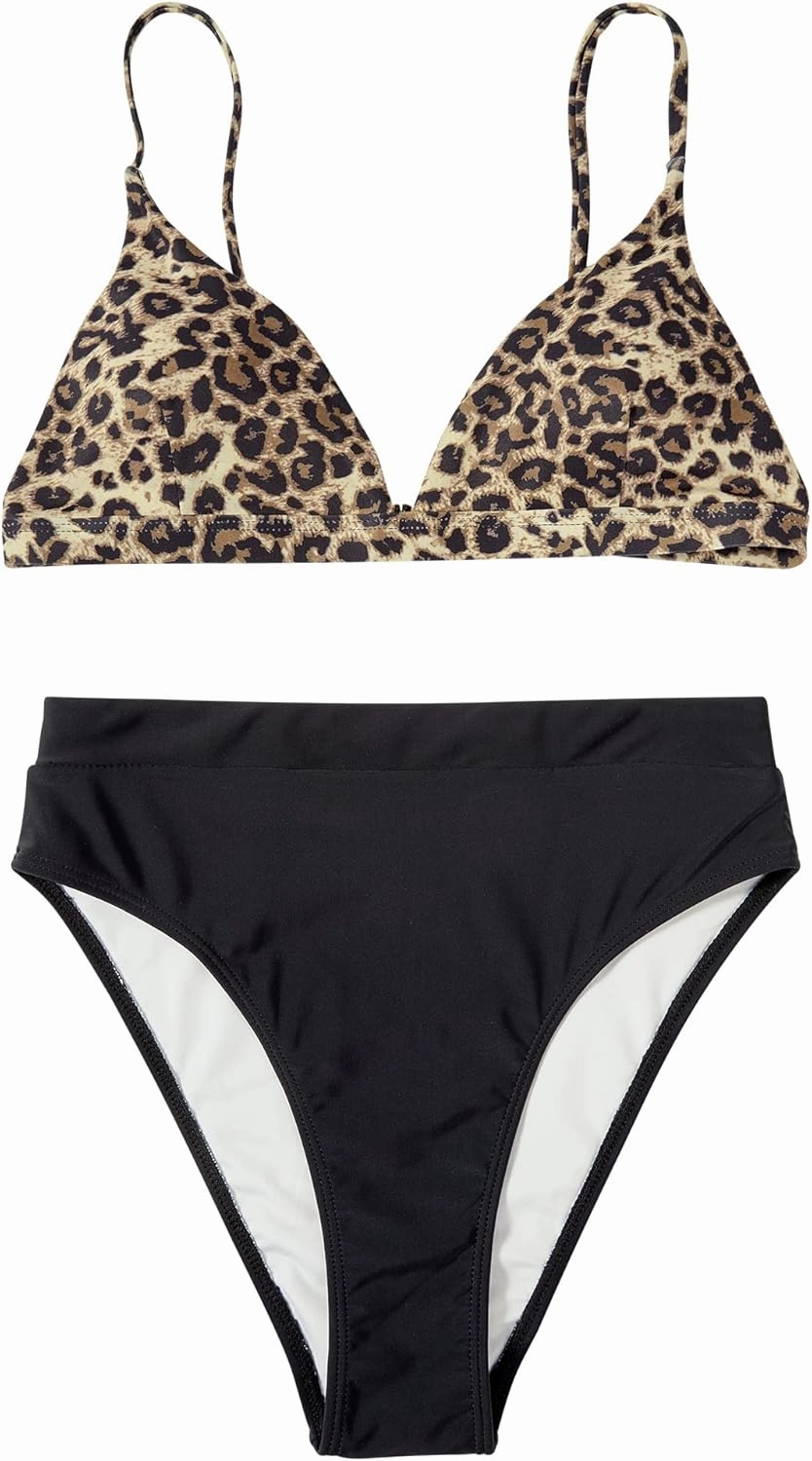 SUUKSESS Women High Waisted High Cut Bikini Set Sexy Triangle Two Piece Swimsuits