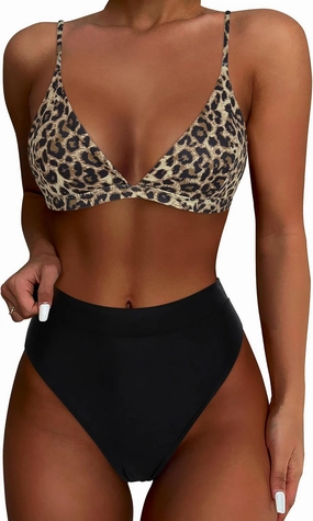 SUUKSESS Women High Waisted High Cut Bikini Set Sexy Triangle Two Piece Swimsuits