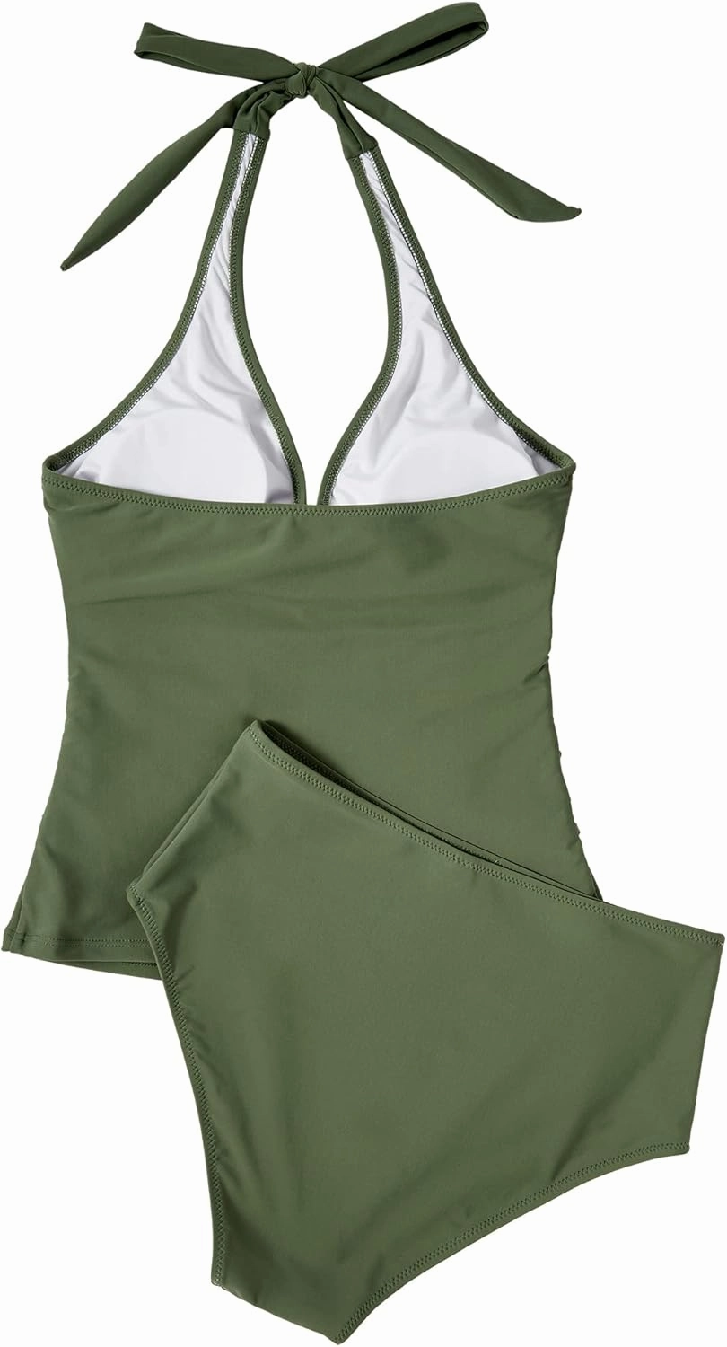 SUUKSESS Women Sexy Halter Tankini Bathing Suit Slimming Tummy Control Swimsuit