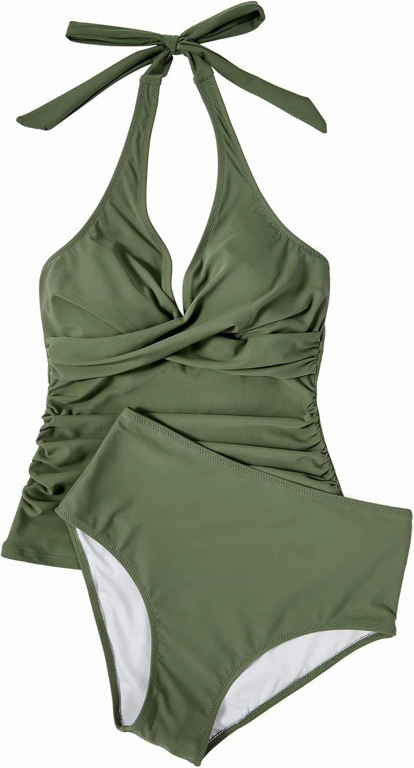 SUUKSESS Women Sexy Halter Tankini Bathing Suit Slimming Tummy Control Swimsuit