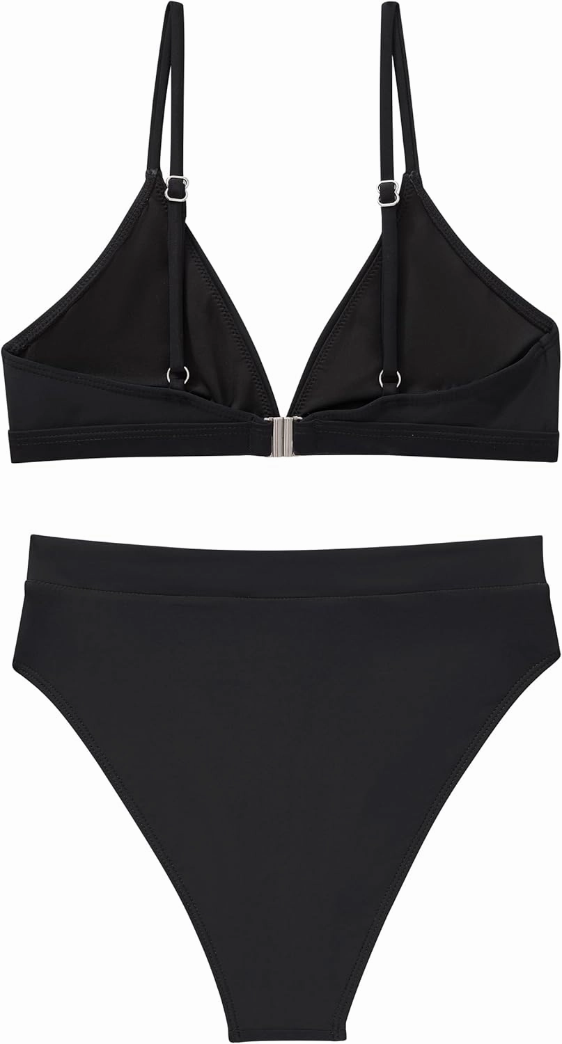 SUUKSESS Women Sexy High Waisted 2 Piece Bikini Sets Triangle High Cut Swimsuits