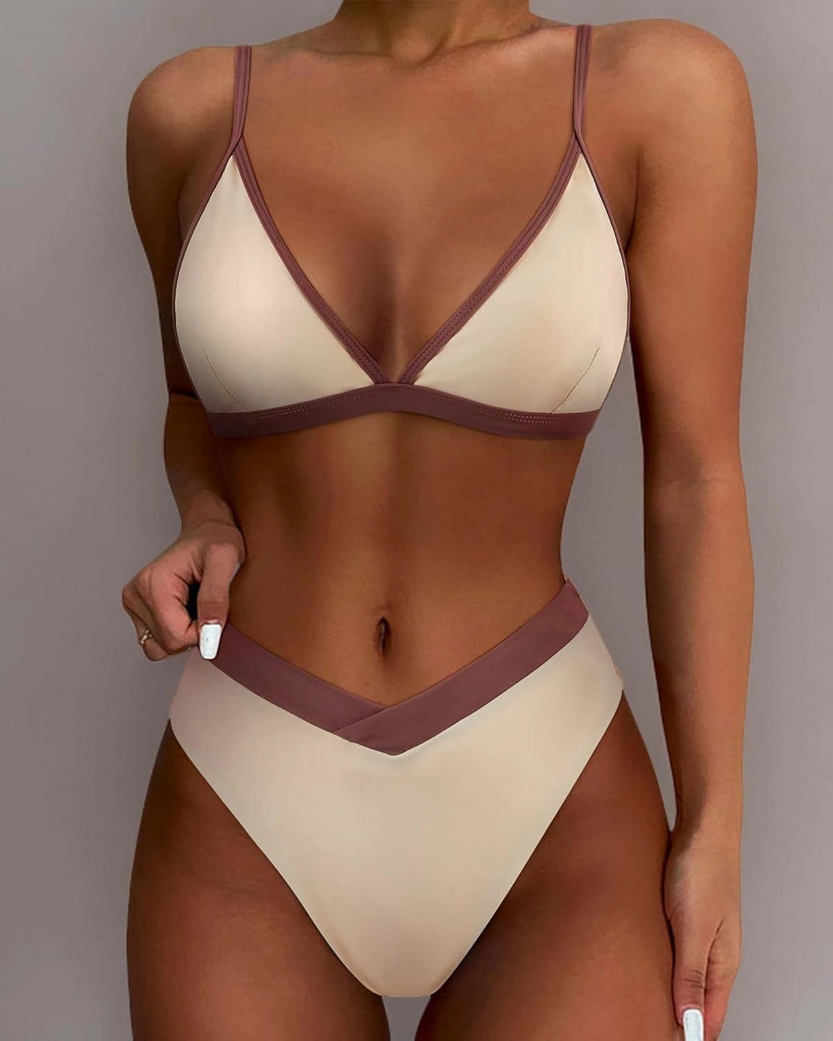SUUKSESS Women Triangle High Cut Bikini Sets Sexy High Waisted 2 Piece Swimsuit