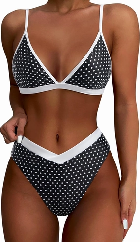 SUUKSESS Women Triangle High Cut Bikini Sets Sexy High Waisted 2 Piece Swimsuit