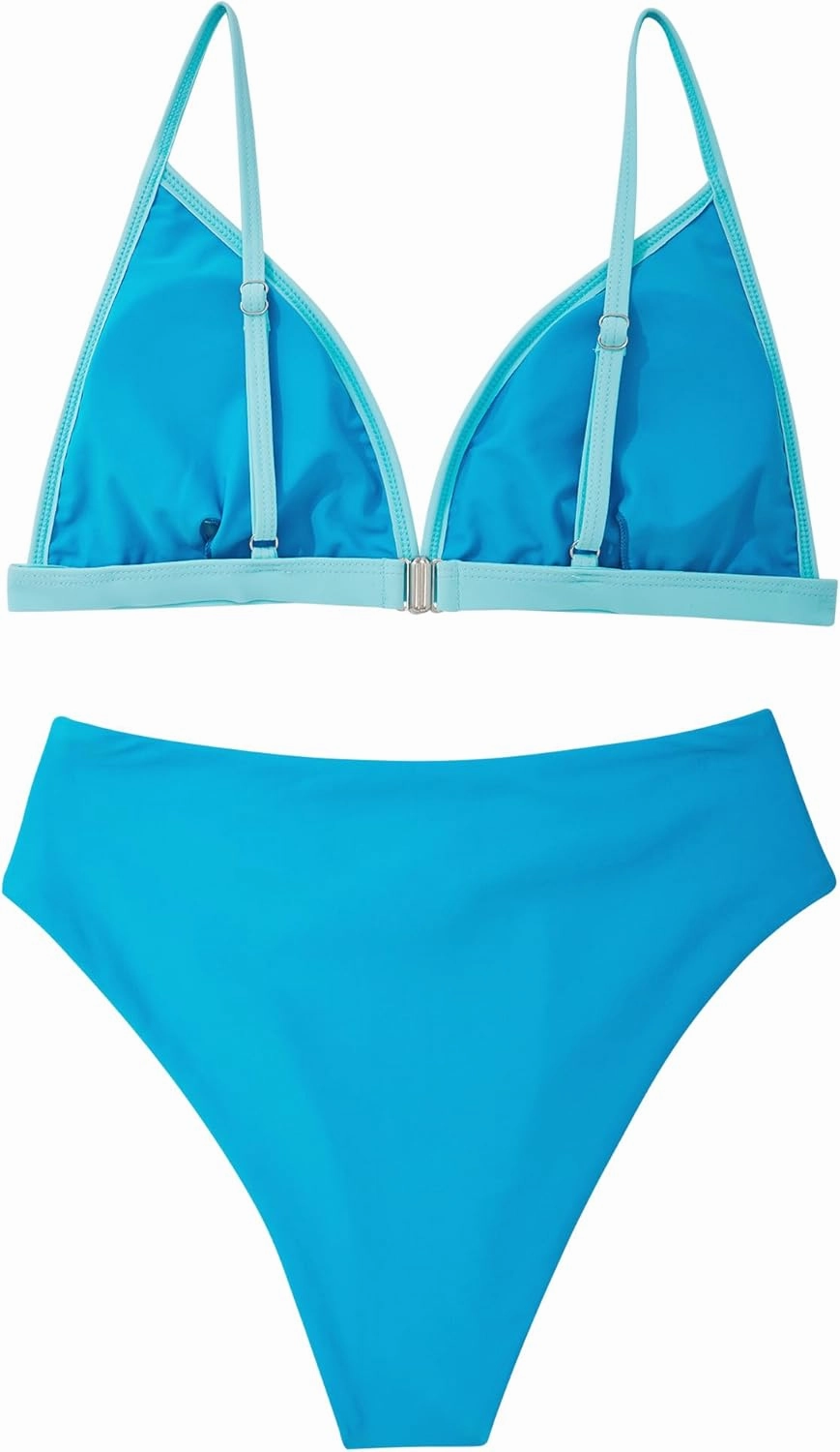 SUUKSESS Women Triangle High Cut Bikini Sets Sexy High Waisted 2 Piece Swimsuit