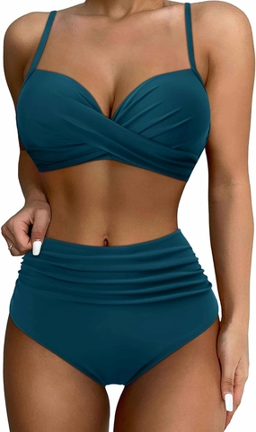 SUUKSESS Women Twist High Waisted Bikini Sexy Push Up Two Piece Swimsuits