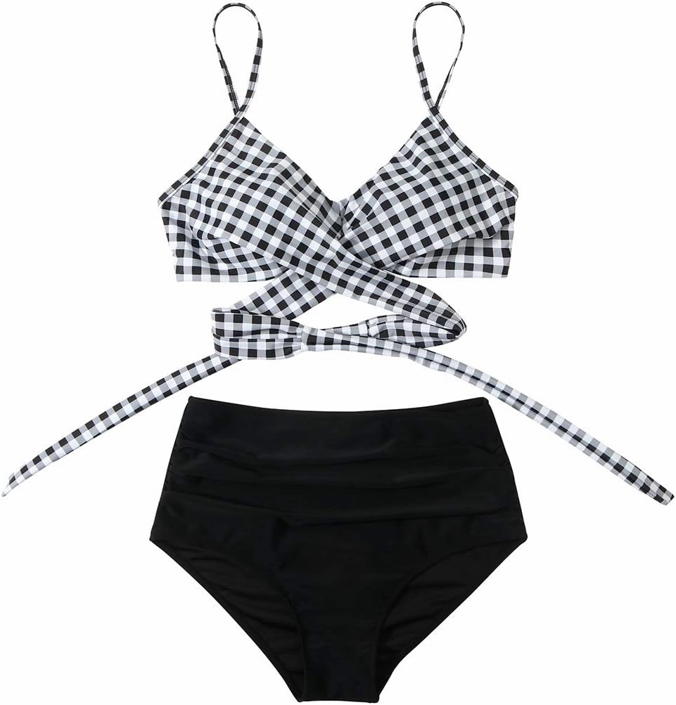 SUUKSESS Women Wrap Bikini Set Push Up High Waisted 2 Piece Swimsuits
