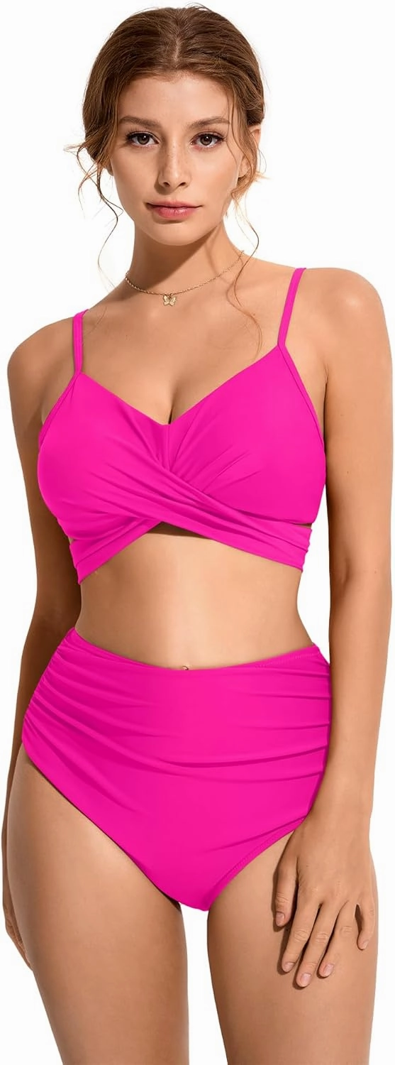 SUUKSESS Women Wrap Bikini Set Push Up High Waisted 2 Piece Swimsuits
