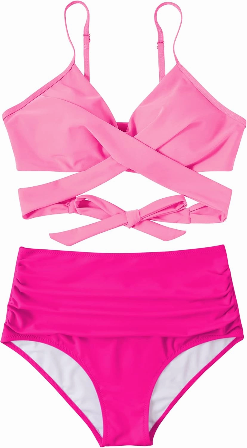 SUUKSESS Women Wrap Bikini Set Push Up High Waisted 2 Piece Swimsuits