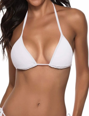Suvimuga Women's Triangle Bikini Top Push up Padded Halter String Bathing Suits Top