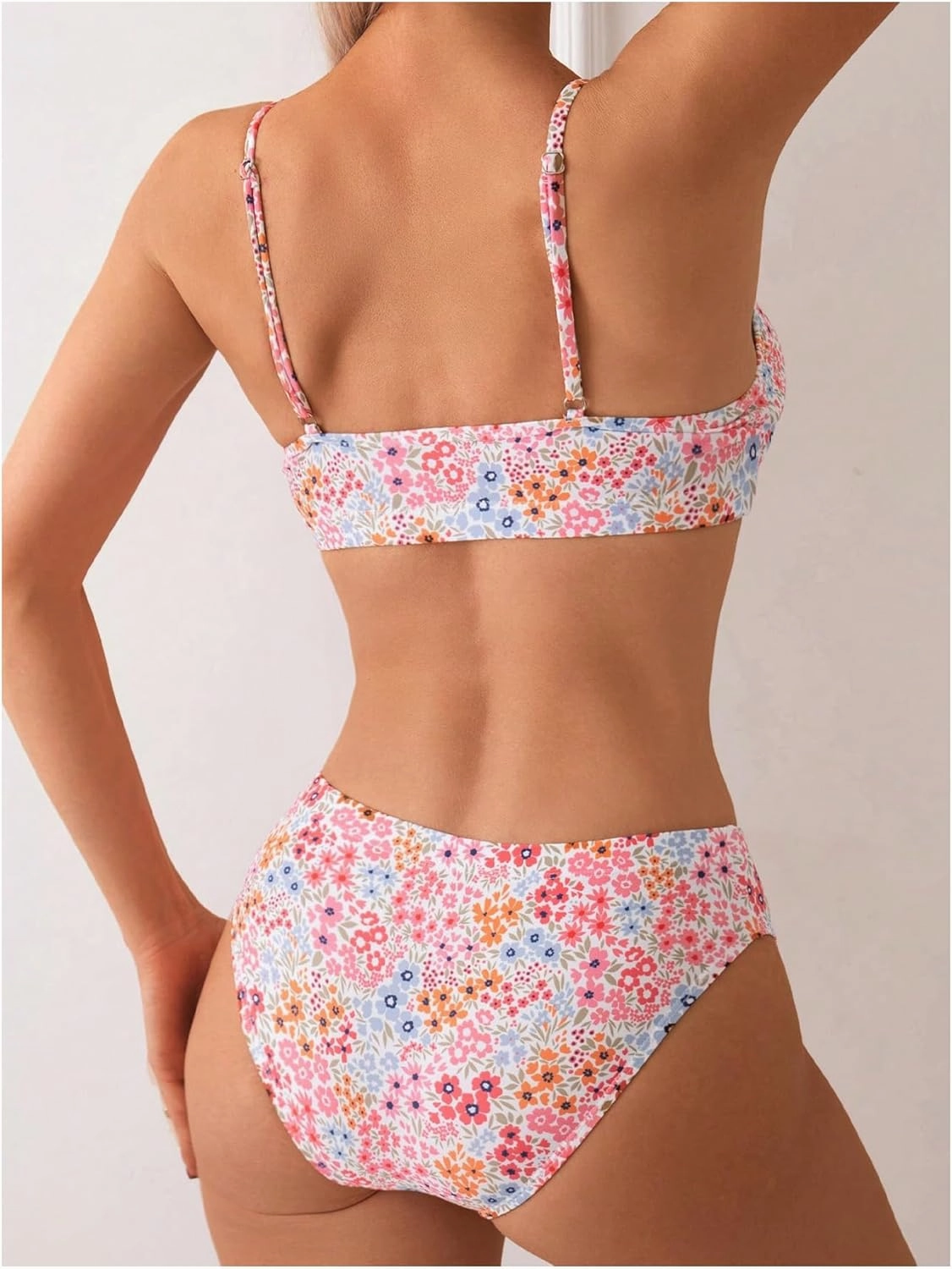 SweatyRocks Women's 2 Piece Bikini Set Ditsy Floral Print High Cut Bathing Suit Beachwear