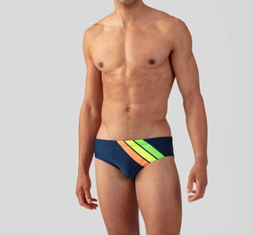 Swim Briefs Neon Stripes In Navy