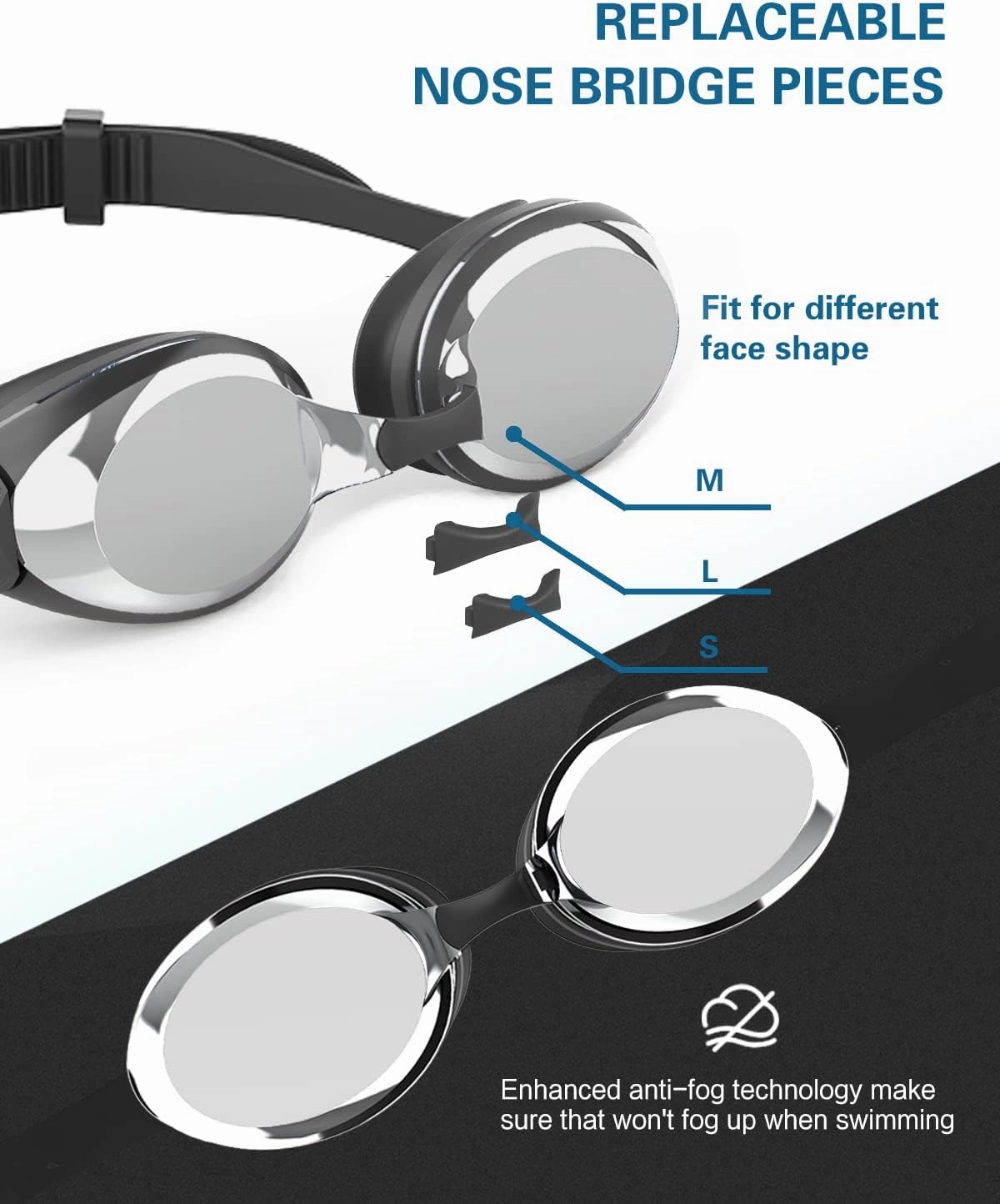 Swim Goggles,2Pack Swimming Goggles for Men Women Adults Youth Anti Fog/No Leak/Clear Vision/UV Protection
