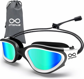 Swim Goggles, Polarized Adult Swimming Goggles Bungee Strap No Hair Pulling Anti-fog Pool Goggles for Men Women