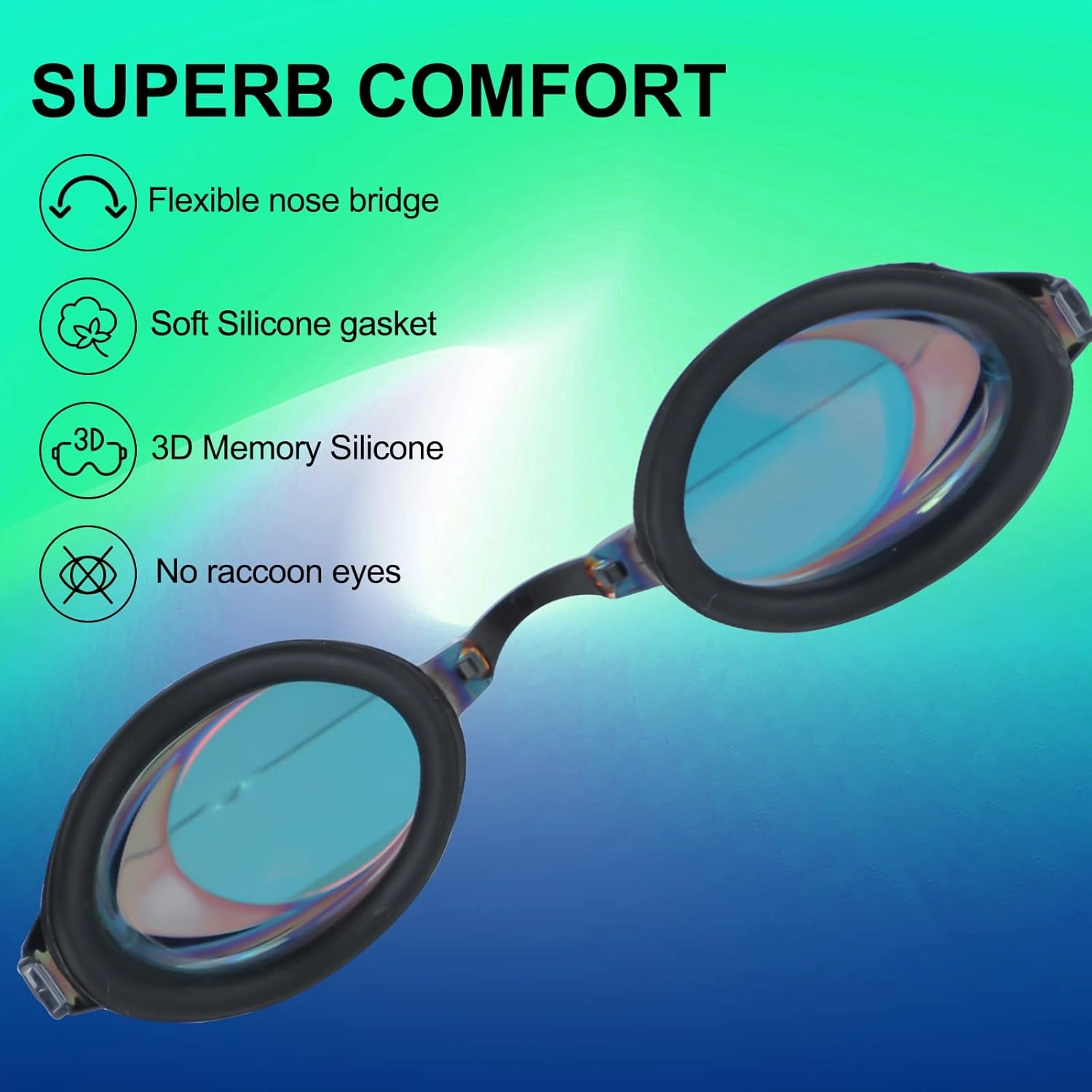 Swim Goggles, Swimming Goggles 2 Pack UV Protection Anti Fog Swim Goggles for Adult, Men, Women, Youth