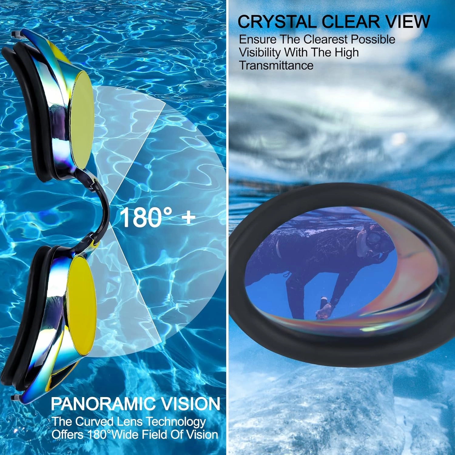 Swim Goggles, Swimming Goggles 2 Pack UV Protection Anti Fog Swim Goggles for Adult, Men, Women, Youth